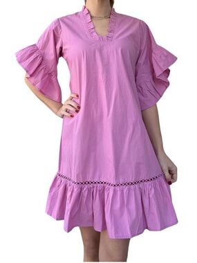 Fitzroy & Willa Dress Soleil Mini Ruffle Sleeve in Azalea Purple Pink